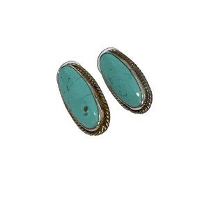 Turquoise Sterling Silver Earrings Womens Navajo Southwestern Cowgirl NEW